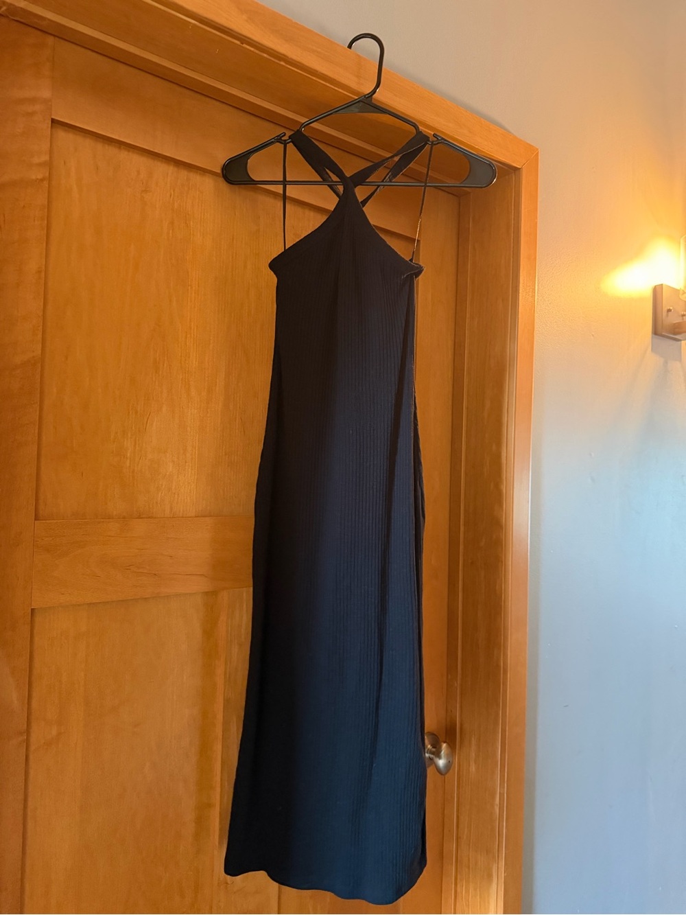 Old Navy Black Ribbed Halter Dress (Size S)